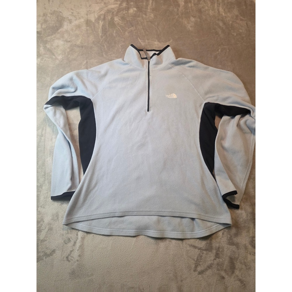 The North Face Fleece Pullover Women XL Light Blue Polartec 1/4 Zip Jacket